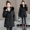 Removable-sleeved cotton-padded clothes for women's medium and long models, new fashionable waist-closed and thin cotton-padded clothes, thickened war