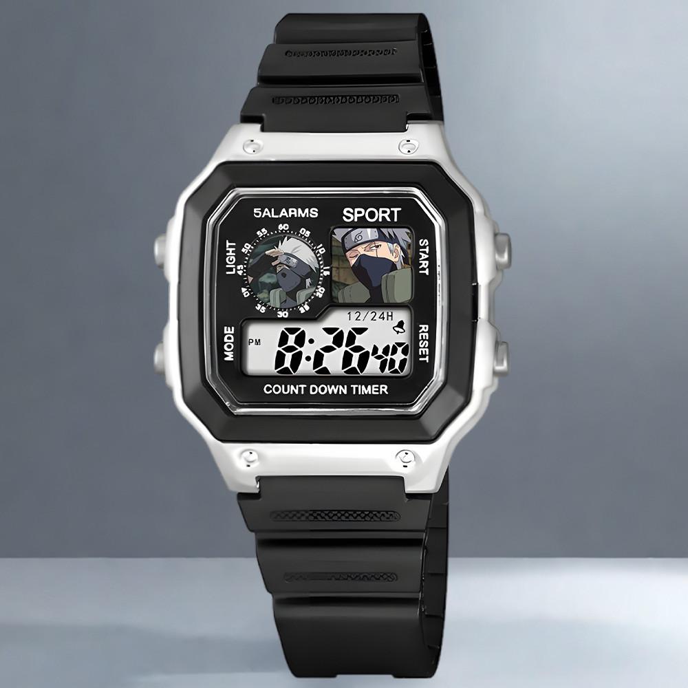 Naruto, Kakashi Sasuke, Anime Würfel, Wasserdichte Elektronische Sportuhr für Schüler, Wecker, Nachtlicht