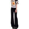 Damen Jeans in Übergröße, Schwarz, Stretch, Micro Flare, High-Waist - Frühling/Herbst, Schlankmachende gerade Beine, Trompetenhose