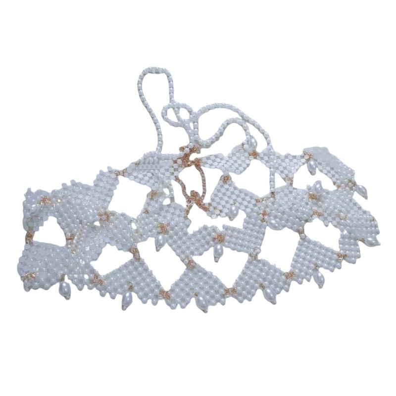 

Elegant Pearls Body Chain Accessory Dazzling Multilayered Pearls Chain with Heart Designs for Women s Party Attire 1