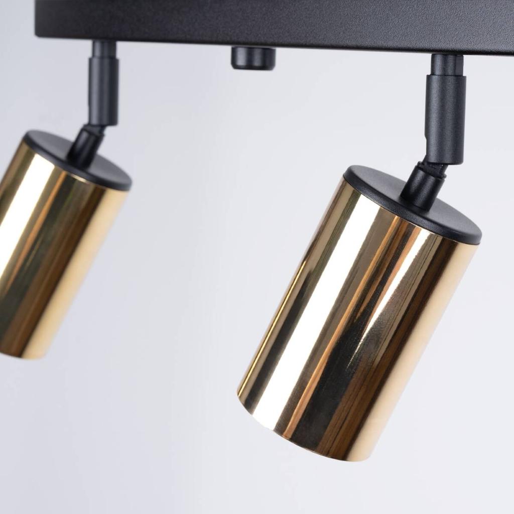 Spot Sufitowy Czarny Podłużny Poczwórny Złote Klosze 4Xgu10 10W Winx Sl.1387 Sollux Lighting