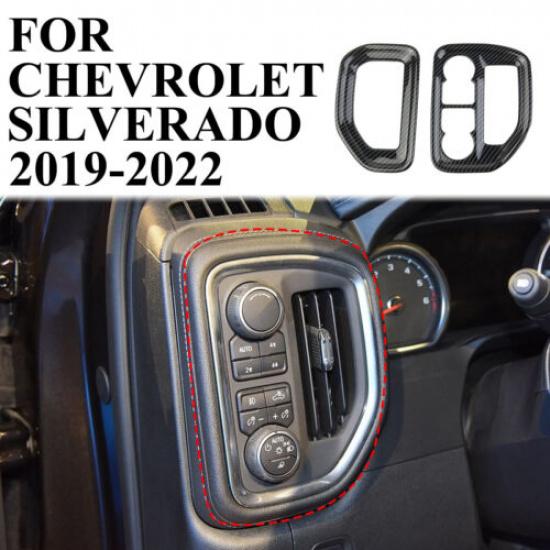 Carbon Style Central Control Air Vent Outlet Trim Cover for Chevrolet Silverado