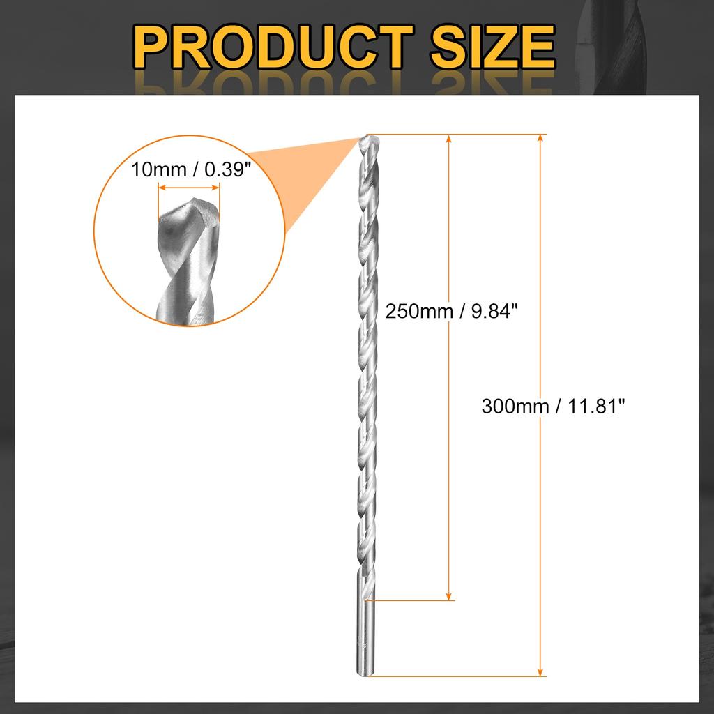 2pcs 2.5/3/4/5/6/8/10/12/14mm Dia Extra Long Twist Drill Bit HSS Spiral Jobber Drill Bits Drilling Tools for Wood Plastic Metal
