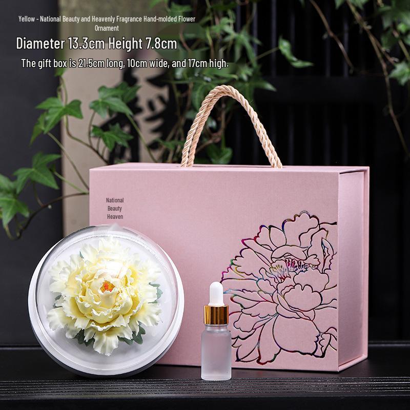 Luxury Ceramic Peony Incense Burner - Elegant Fragrance Ornament for Office or Home, Personalized Business Souvenir with Custom Logo