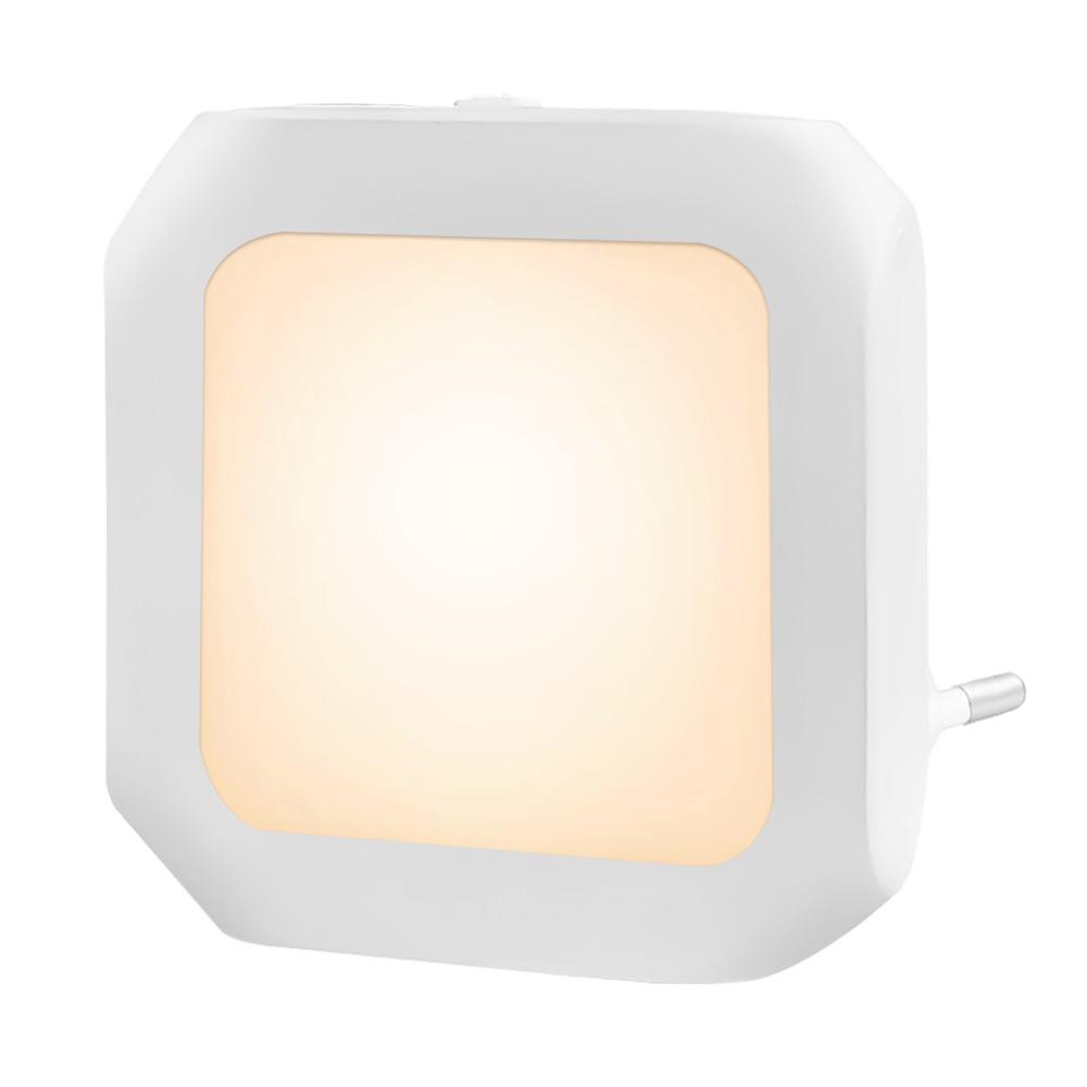 Warm White Plug-in LED Night Light with Light Sensor & Stepless Dimming (110-240V, EU/UK/AU)