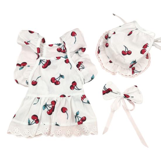 Cute Floral Pet Dress Set for Small Dogs Cats Includes Harness Hat