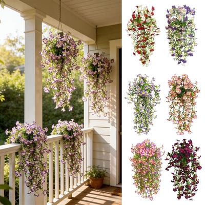 Accessories Lifelike Morning Glory Vine Multicolor Plants Wreath  Wall Hanging Ornament