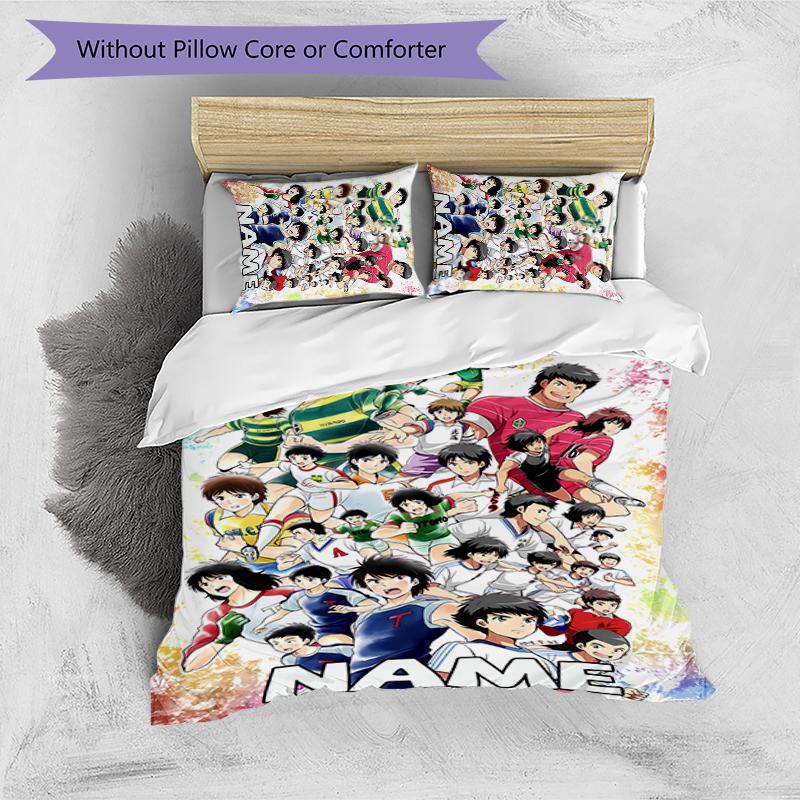 3pcs Custom Name Captain Tsubasa Dream Team Bedding Set Duvet Cover Closure Includes 1 Duvet Cover & 2 Pillowcases for All Seasons Bedroom Decor