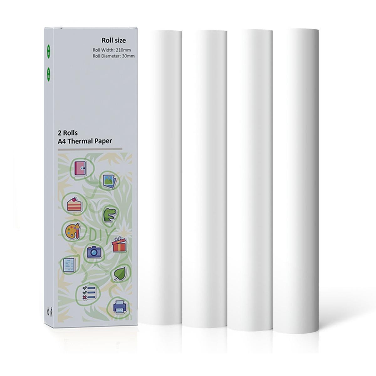 

Термопапір A4, термопапір 8,27 дюйма(210 мм/довжина 6,5 м) для портативного принтера, 25 аркушів/рулон, сумісний з ITP01/04, M832/834, A40 анти-flash білого кольору