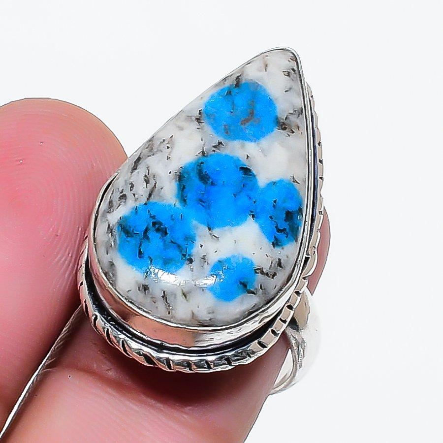 Natural K2 Blue Azurite Gemstone 925 Sterling Silver Jewelry Ring Size 6 AR-17878