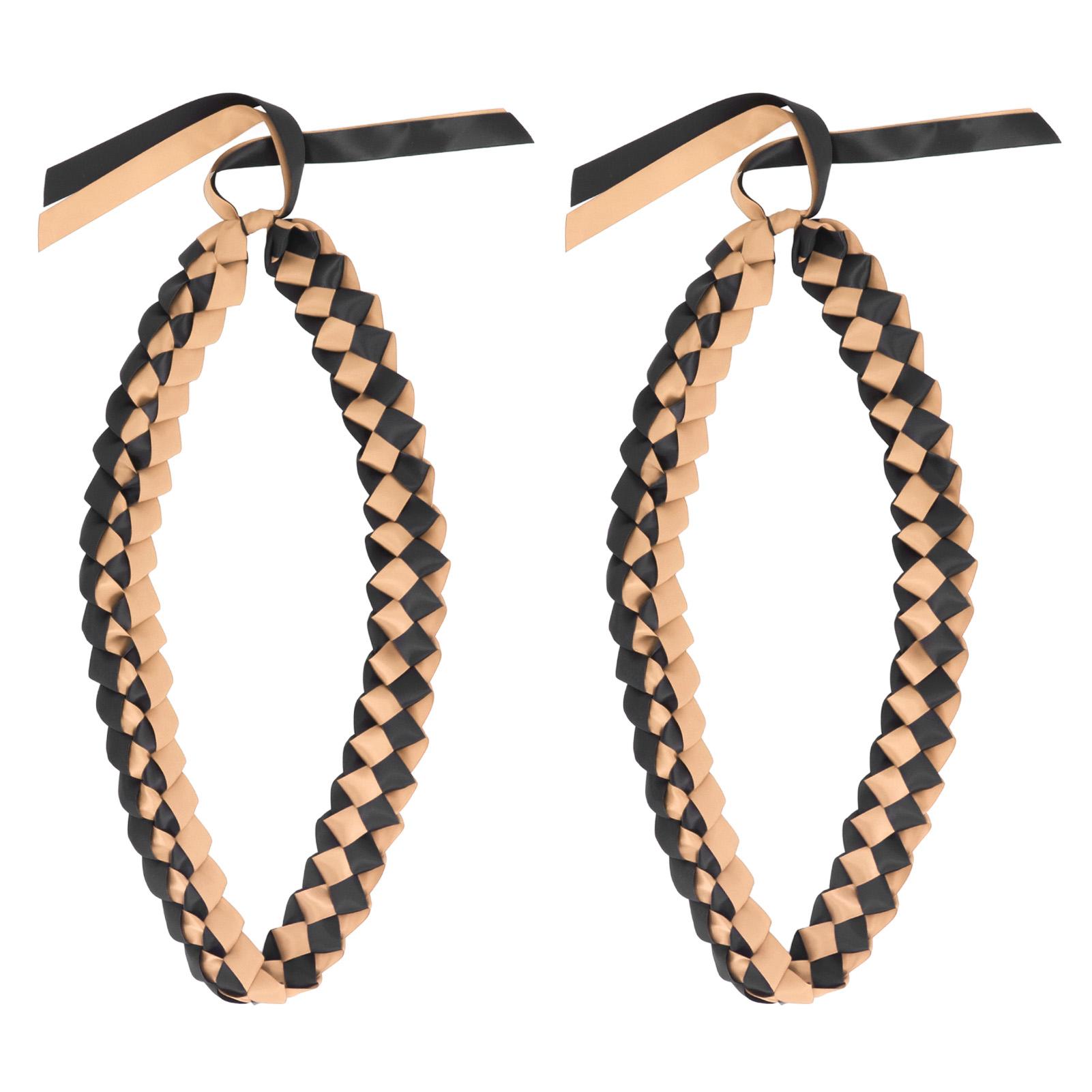 

2 шт. Ожерелье с выпускной лентой длиной 120 см, длинное ручное плетение, гладкое изысканное ожерелье из ленты Black and Gold