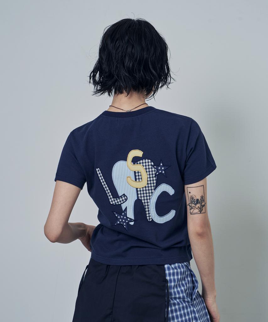 Lujeoseukeulleob Th Applique Logo Short Sleeve T-Shirt Navy