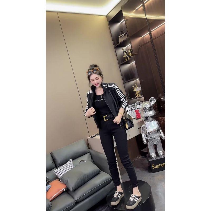 

Trendy Color Matching Casual Women s Jacket Short Baseball Uniform