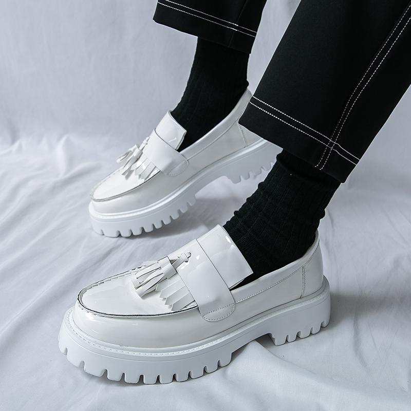 Fashion Men Couple Thick-soled Fashionable Loafers Men One-foot Casual Comfortable Business Travel Leather Shoes Size 38-46 Men Shoes