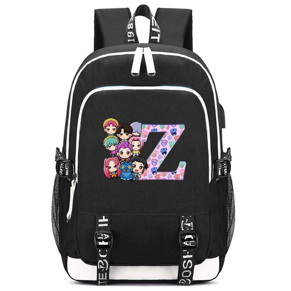 

26 Англійських Літер K-Pop Мисливці на Демонів Принт Великої Місткості Рюкзак для Підлітка Студента Дівчинки Хлопчика Шкільна Сумка Сумка для Книг Дитячий Подарунок Водонепроникна Дорожня Сумка