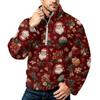 Men's Christmas Print Flannel Zip-Up Sweatshirt with Stand Collar, Plus Size Casual Top for Fall Winter