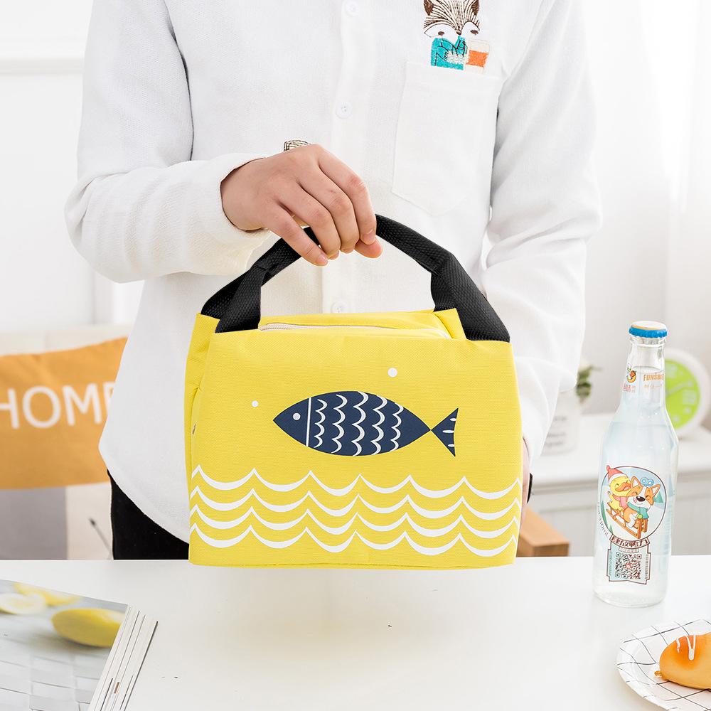 Cute Fish Pattern Lunch Bag Picnic Bento Thermal Portable Oxford Waterproof Lovely Women Girl Lunch W
