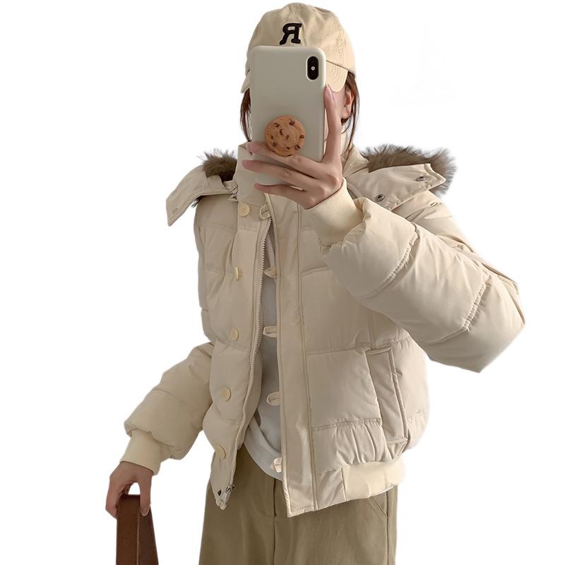 Winter new cotton-padded clothes women's thickened fur collar hooded loose warm small cotton clothes
