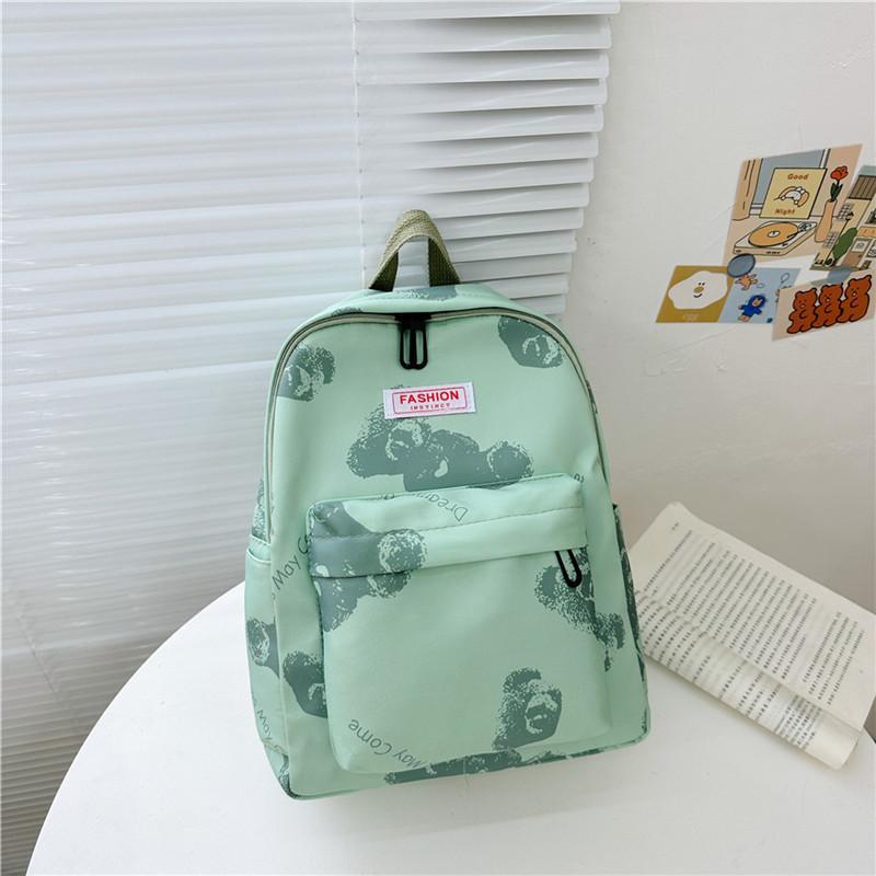 Modern Trendy Bear Print Nylon Backpack Spacious Breathable Design Ideal For Kindergarten Students