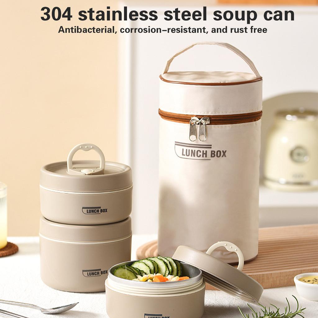 Leakproof Hot Food Bento Lunch Box Leakproof Stainless Steel Bento Lunch Set Insulated Container with Bag for Adult