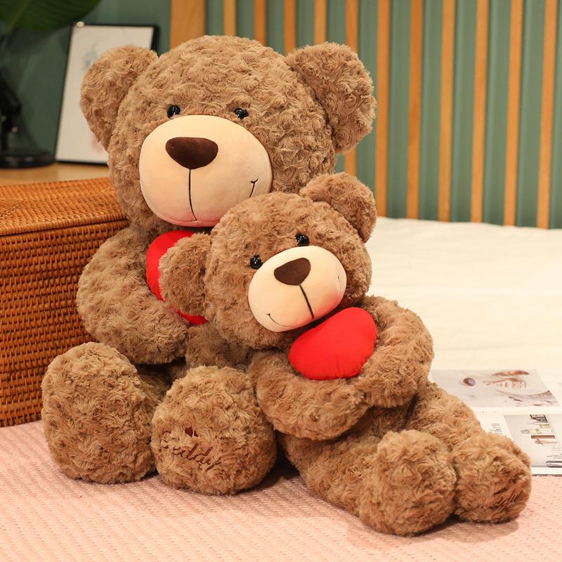 Red Love Heart Teddy Bear Plush Toy Cute Brown Bear Stuffed Plushies Throw Pillow Wedding Ornament Valentine's Day Gift For Girl
