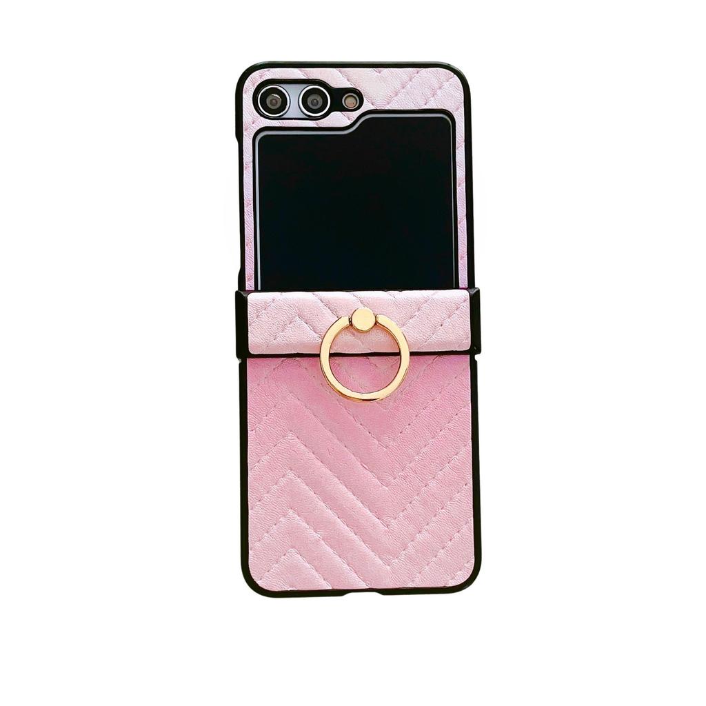 Applicable to Samsung zflip5 mobile phone case, ring buckle, colorful sticker leather zflip4 anti-drop folding screen protective case, Japan and