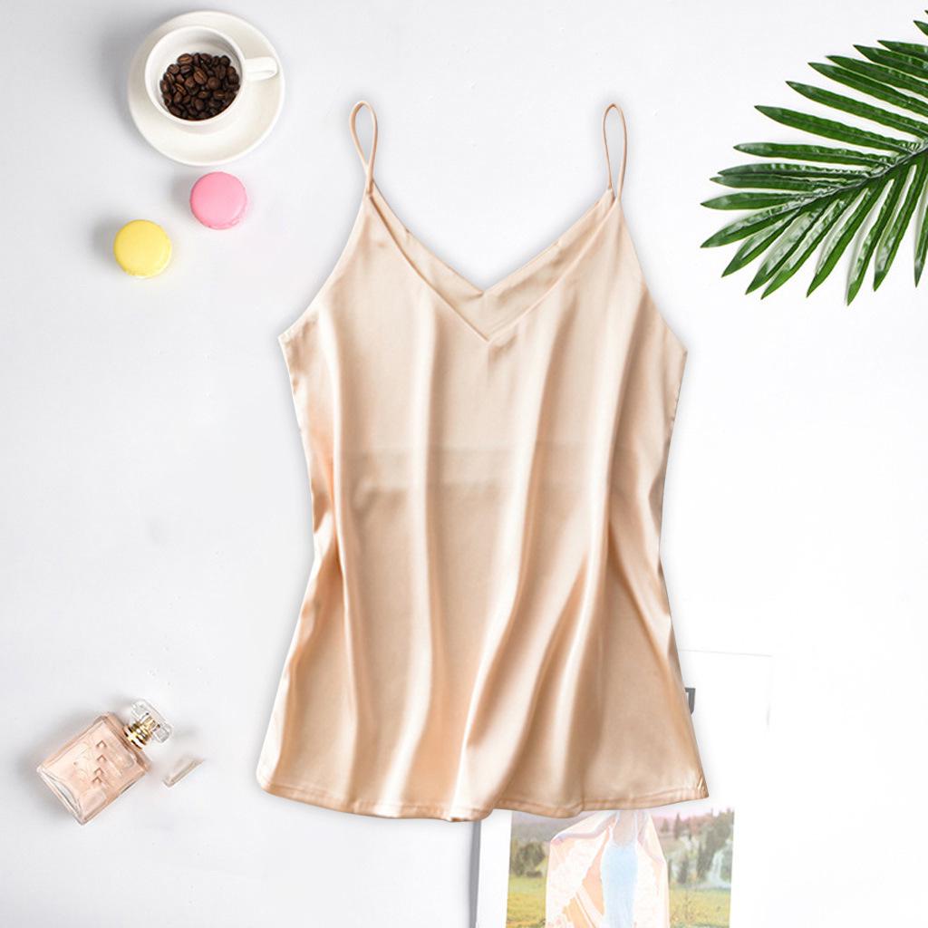 Women's Loose Fit Plus Size Imitation Silk Satin Camisole - Sleeveless Top for Outerwear or Inner Wear