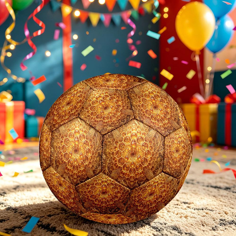 1pc Honeycomb Bees Themed Soccer Ball, Size 5, Lightweight PVC Material, Outdoor Training Soccer Ball Gift. q62274