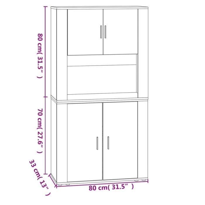 VidaXL Buffet haut Chêne fumé Bois d'ingénierie 3185356