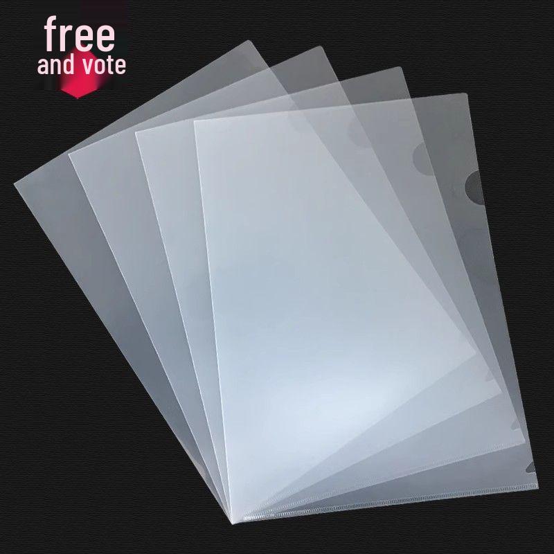 L-Shaped Transparent File Sleeve - Double Page, Office Document Holder.