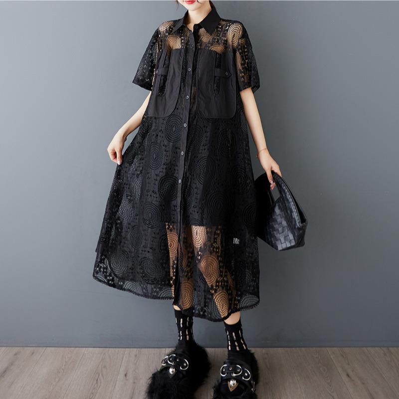 Chic See-Through Lace Summer Dress: Loose, Casual & Trendy