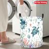 Collapsible Laundry Basket Large Round Waterproof Fabric Hamper Dirty Clothes Storage Bin Toy Organizer with Handles
