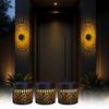 Solar Wall Lamp, Seven Color Changing Projector Light, with Hollow Pattern Design IP65 Waterproof Wall Light, for Outdoor Patio Garden Fence Decor