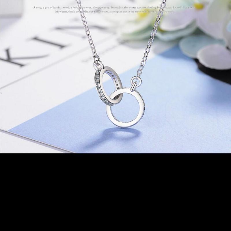 

Ожерелья и подвески из стерлингового серебра 925 пробы с двойным кругом и фианитами для женщин, подарочные ожерелья-чокеры, ожерелья-бижутерия S-N61 серебряный