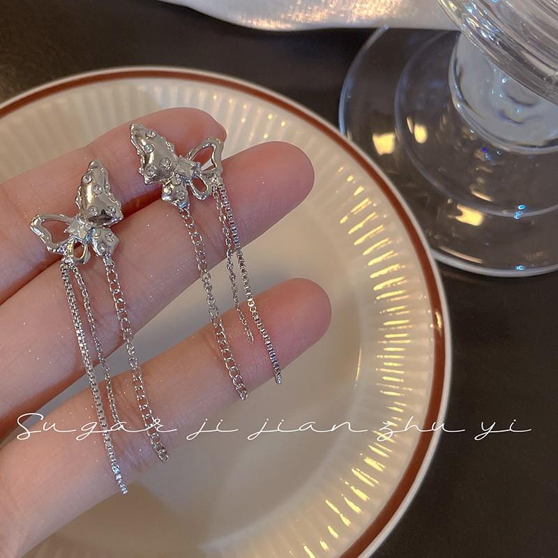 S925 Silver Tassel Star River Stud Earrings – Elegant Light Luxury Jewelry for Women