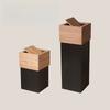 Creative Wooden Waste Bins Lidded Wastebasket Anti Odor Dustbin Lid-swinging Waste Bins Living Room Trash Can Household Cleaning