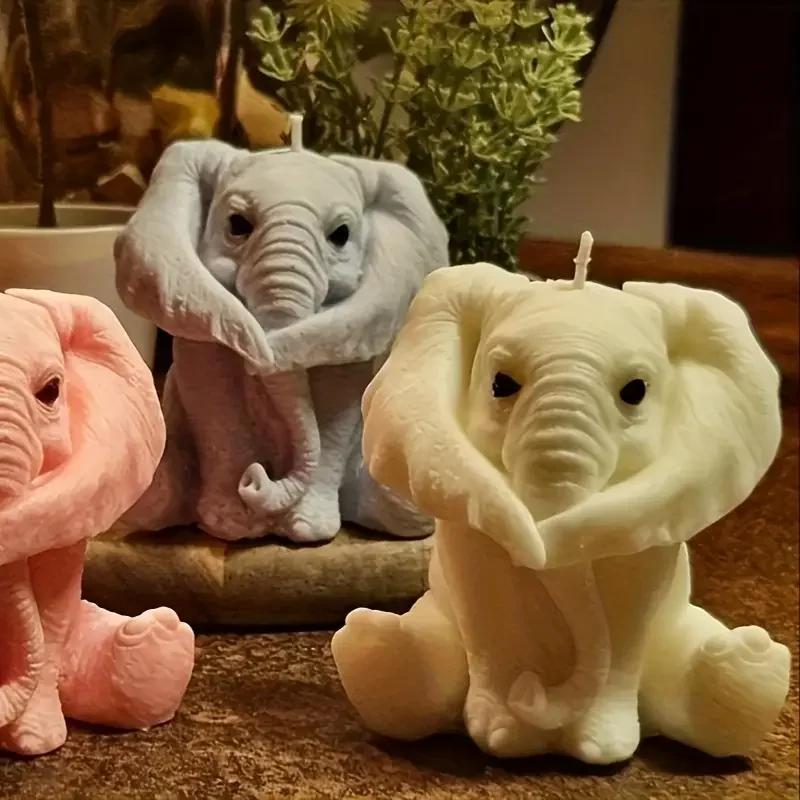A Top Quality Set of 3 DIY Animal-Shaped Candle Molds Silicone Elephant Scented Decorative Crafts for Home