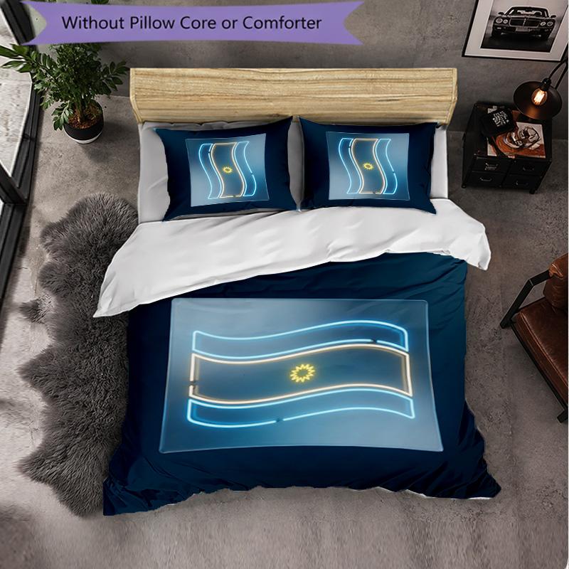 Argentina Football Pattern 3 Pieces Bedding Set Soft Microfiber Duvet Cover with Pillow Cases for Bedroom