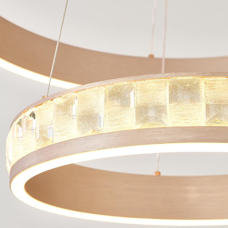 Modern Minimalist Champagne Gold Ring Chandelier for Living Room, Bedroom, Dining Room