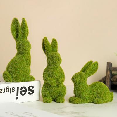 Easter Moss Bunny Statue; Artificial Lawn Grass; Rabbits; Rabbit Decorations; Easter Fairy Garden.