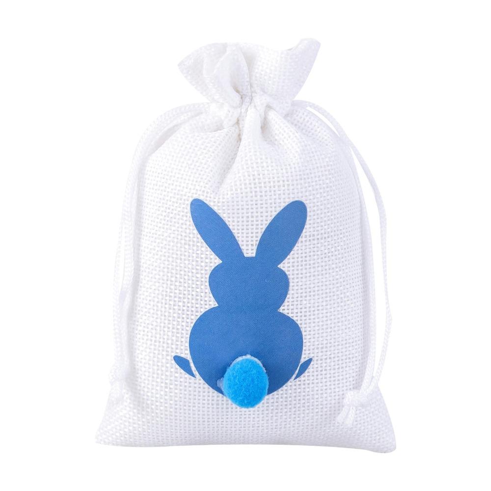 10PCS Reusable Drawstring Gift Bags Bunny Pattern Rabbit Candy Bags  Easter Party 3.94x5.91in синий