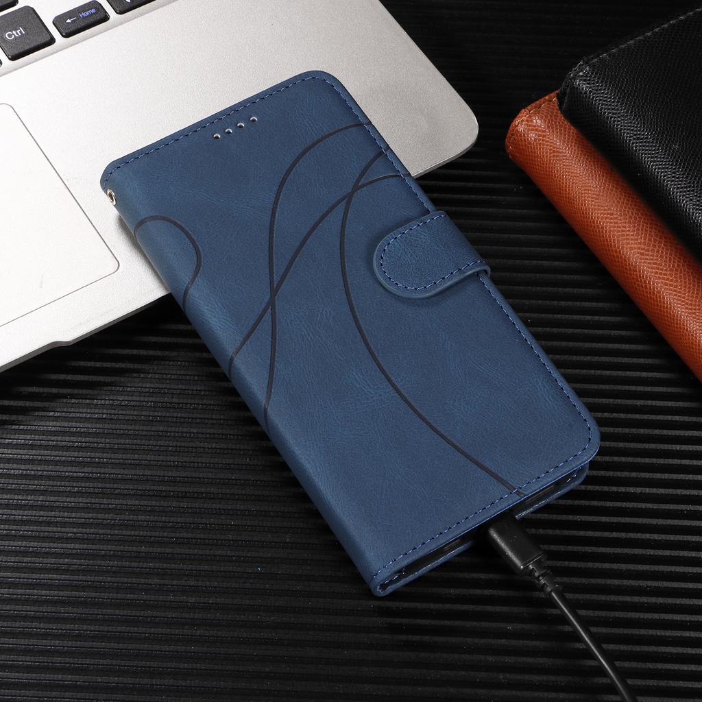 For Xiaomi Redmi 15 5G (Global) (169mm) Wallet Case Leather Phone Cover Stand with Curved Line Design