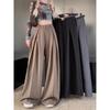 High Waist Loose Autumn Black Drape Mop Suit Pants