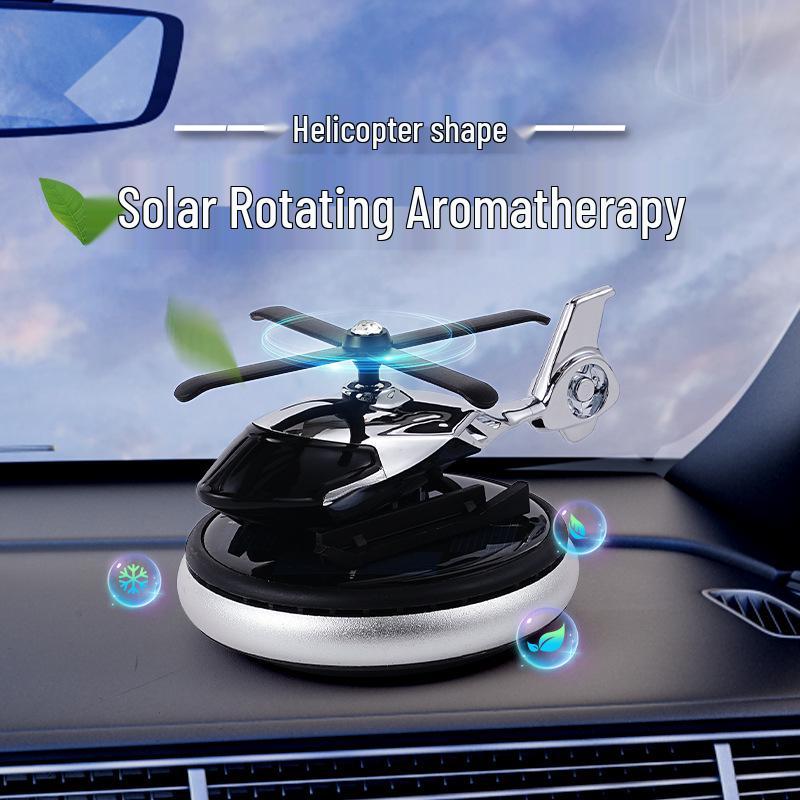 Solar-Powered Rotating Helicopter Car Air Freshener - Perfume Holder for Center Console