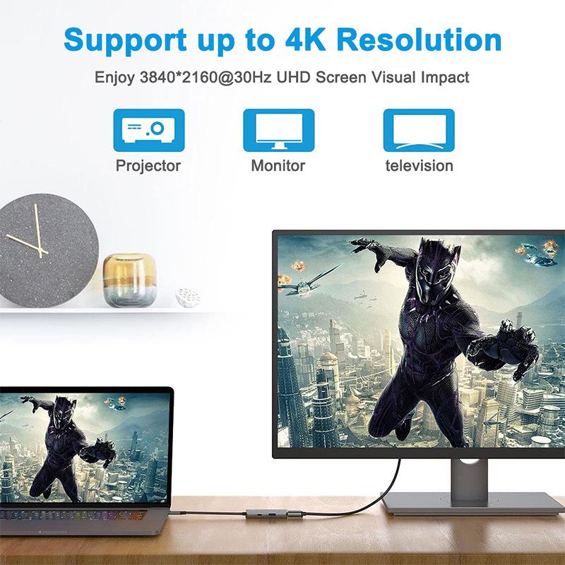 USB-C to HDMI Multi-Port Hub: 3-in-1 Laptop Dock with HD Screen Mirroring