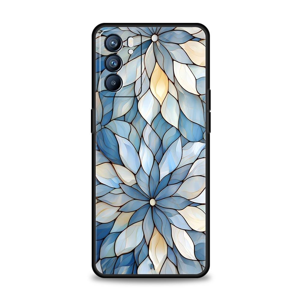 Phone Case For Oppo Reno13 Reno12 Reno11 F Reno10 Pro A54 A53 A95 A76 A74 A57 A98 A80 A79 5G A78 4G Cover Flower Marble Geometry