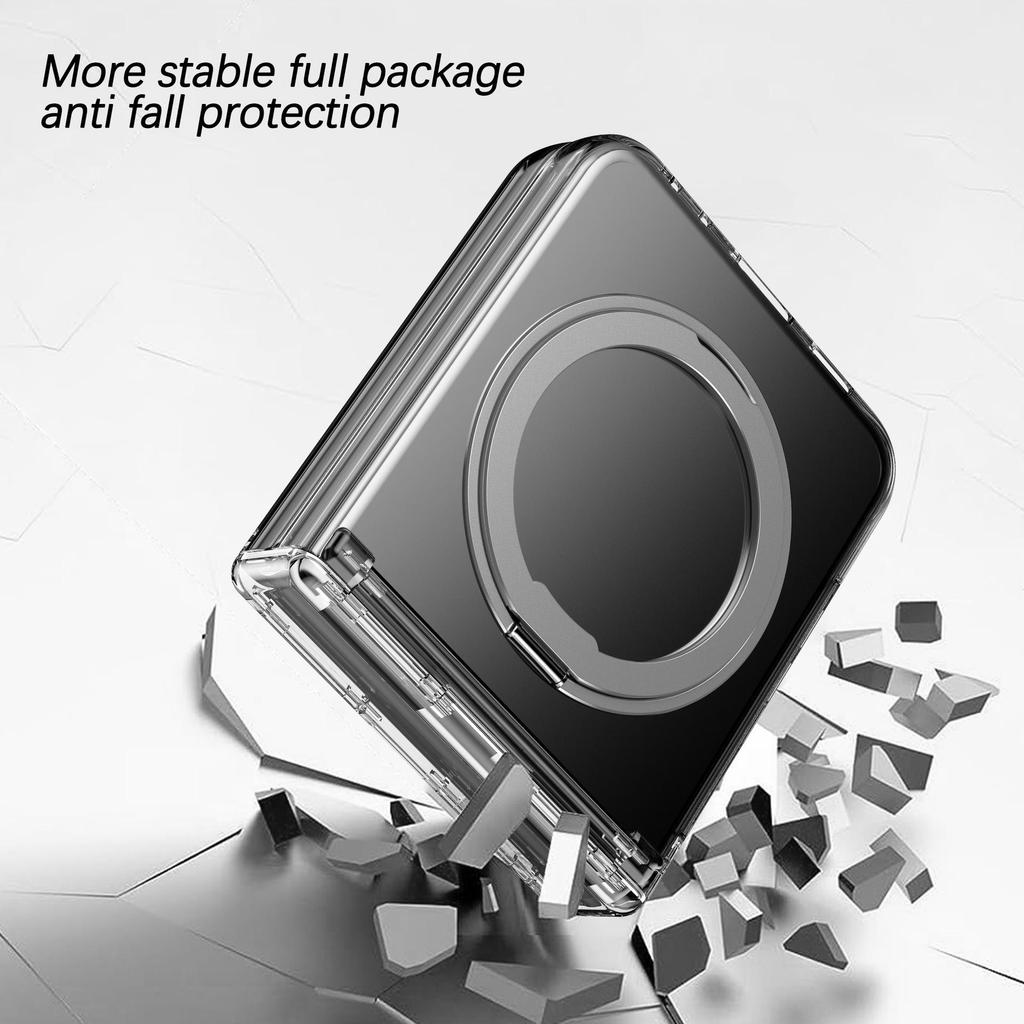 Samsung Z Flip6/5 Schutzhülle mit 360° drehbarem Ständer, magnetisches kabelloses Laden, Vollabdeckung und sturzsicherem Scharnier