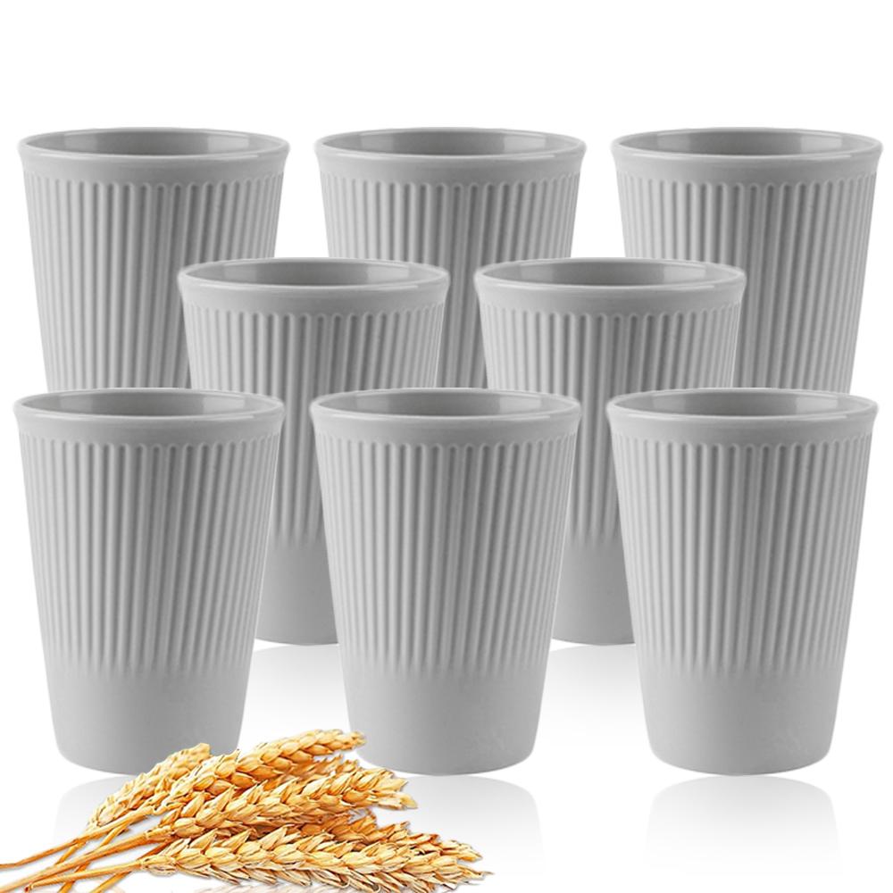 

8 шт., полосатая пшеничная солома, пара стаканов для воды, многофункциональная кружка для молока и кофе, бытовая пластиковая кружка для ополаскивателя рта, аксессуары для питья 8Pcs серый