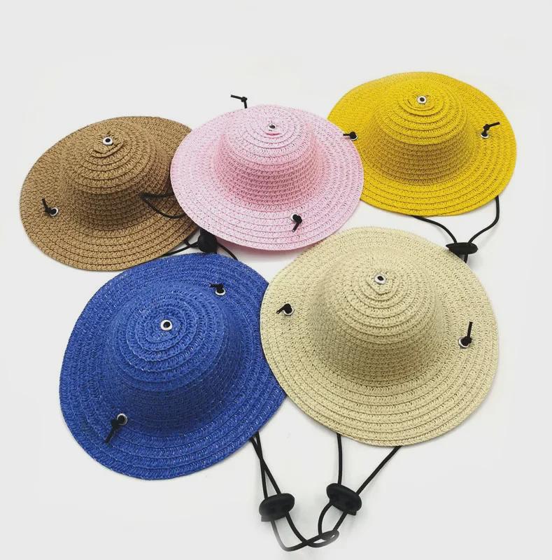 Summer Straw Sun Hats for Cats and Dogs - Cute Pet Party Headdress