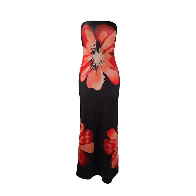 Summer Boho Floral Maxi Dress With Milk Silk Fabric For Vacation And Casual Wear